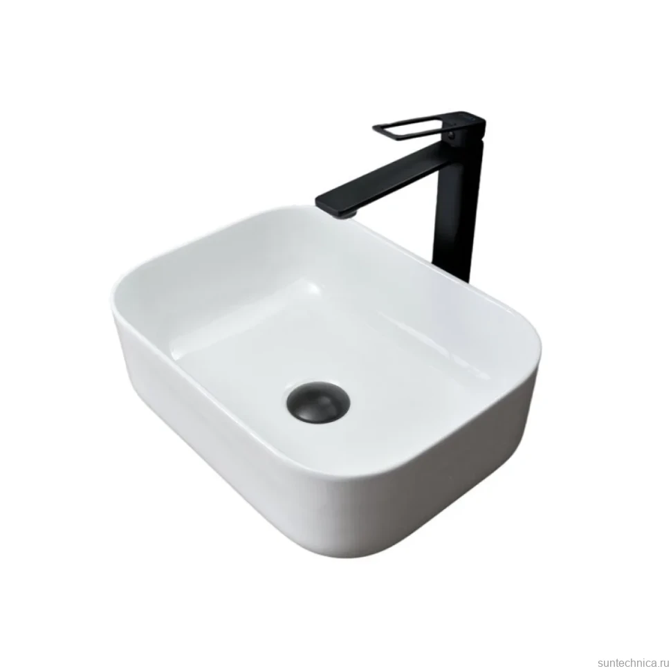 Накладная раковина GID Geometrico N1335 40 глянцевая белая, прямоугольная, фаянс
