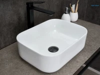 Накладная раковина GID Geometrico N1335 40 глянцевая белая, прямоугольная, фаянс