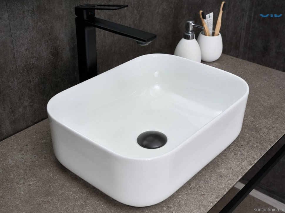 Накладная раковина GID Geometrico N1335 40 глянцевая белая, прямоугольная, фаянс