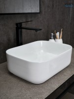 Накладная раковина GID Geometrico N1335 40 глянцевая белая, прямоугольная, фаянс