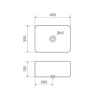 Накладная раковина GID Geometrico N1335 40 глянцевая белая, прямоугольная, фаянс