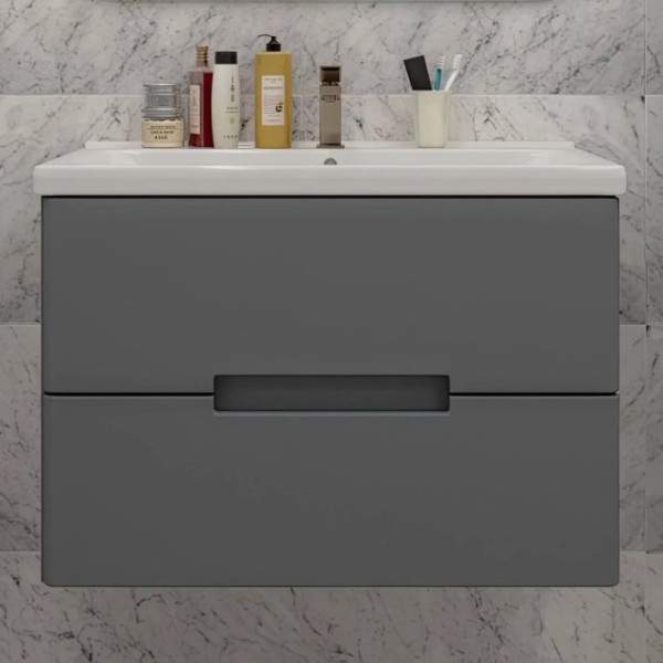 Тумба с раковиной SanStar Noche 70 подвесная, графит софт, раковина Миранда