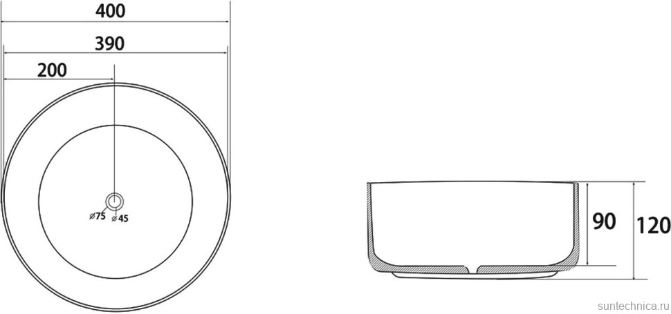 Накладная раковина Abber Bequem AC2109MP 40 матовая розовая, круглая, фаянс