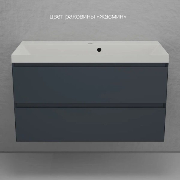 Тумба с раковиной Style Line Манхэттен 100 подвесная, графит, раковина Florentina Астория 100 жасмин