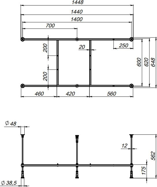 Акриловая ванна AM.PM Tender Square 150x70 см, пристенная, белая, с каркасом