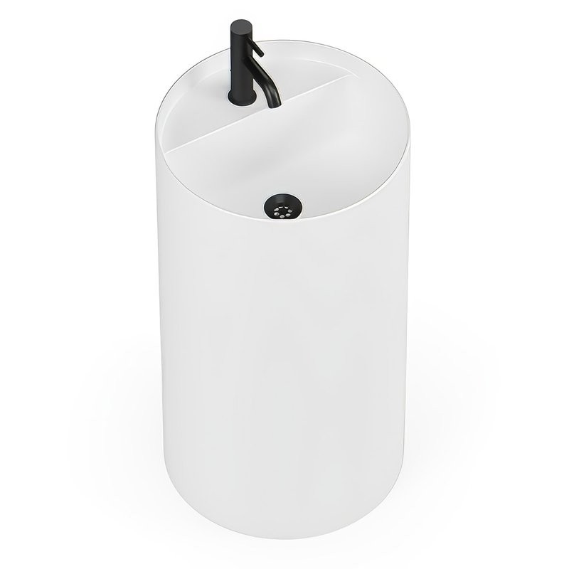 Раковина напольная Belux Осло 4810924287311 45 матовая белая, круглая, моноблок, искусственный камень