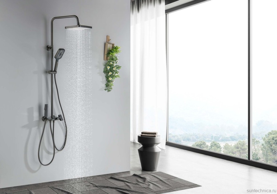 Душевая стойка AQUATEK Поларис AQ3040BGM оружейная сталь