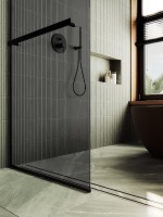 Душевая перегородка Maybahglass MGD-729-6у 79 см, профиль черный, стекло графит