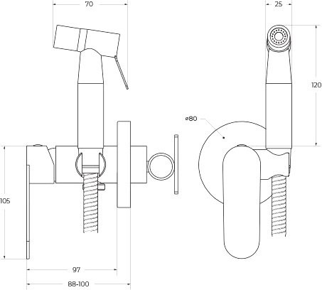 Гигиенический душ Cezares Stylus STYLUS-DIF-BORO С ВНУТРЕННЕЙ ЧАСТЬЮ, брашированное золото