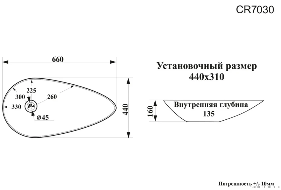 Накладная раковина Ceruttispa CR7030 66 глянцевая белая