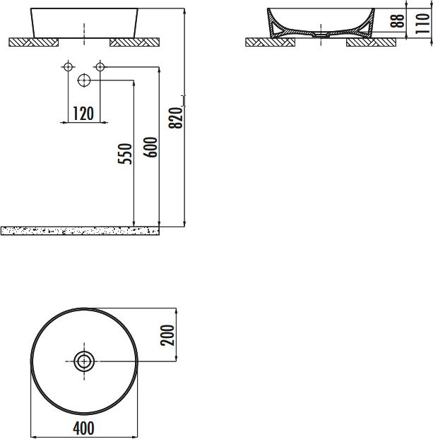 Накладная раковина Creavit Ultra UL140-00CB00E-0000 белая
