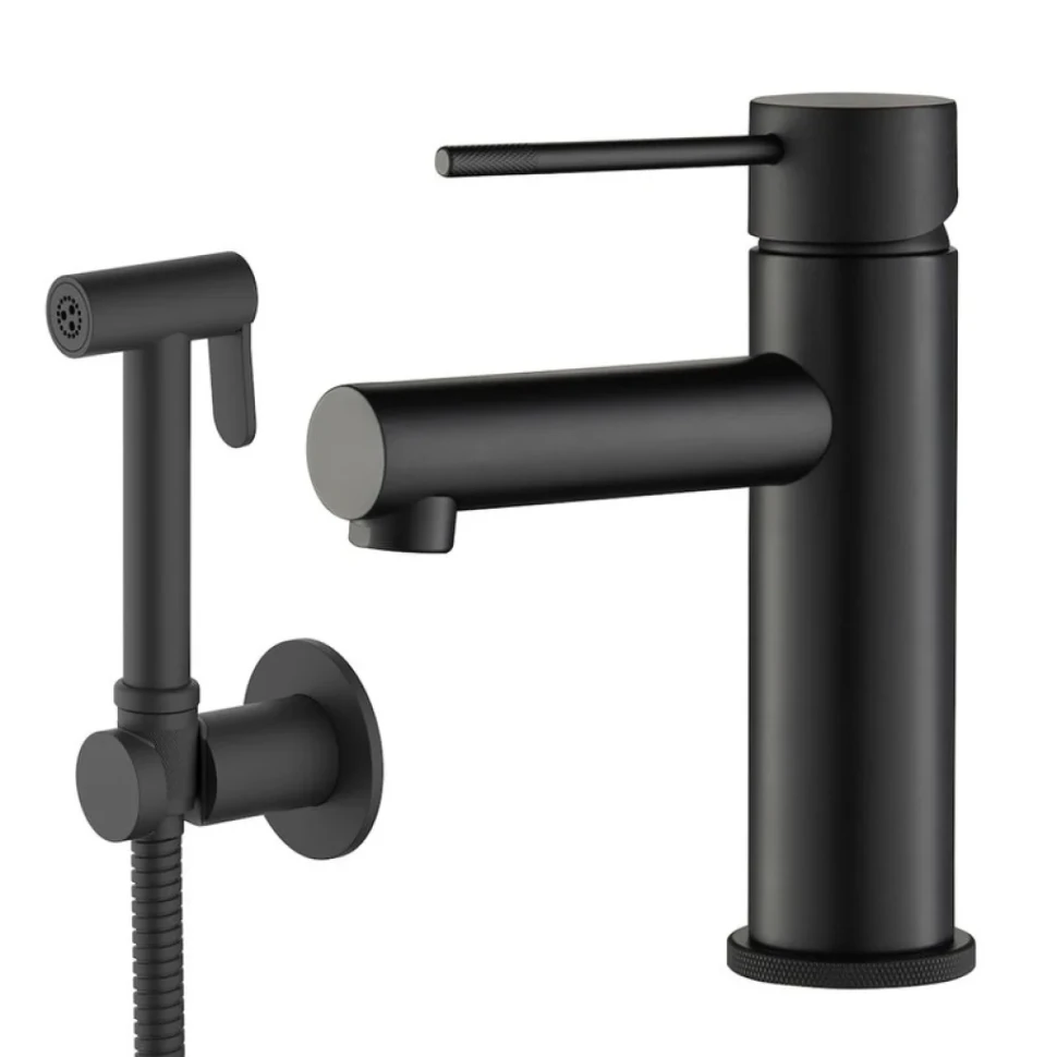 Комплект для раковины Timo Saona 2360/03G с гигиеническим душем, матовый черный