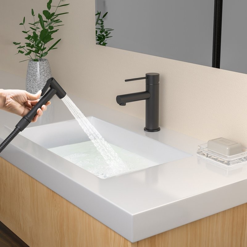 Комплект для раковины Timo Saona 2360/03G с гигиеническим душем, матовый черный