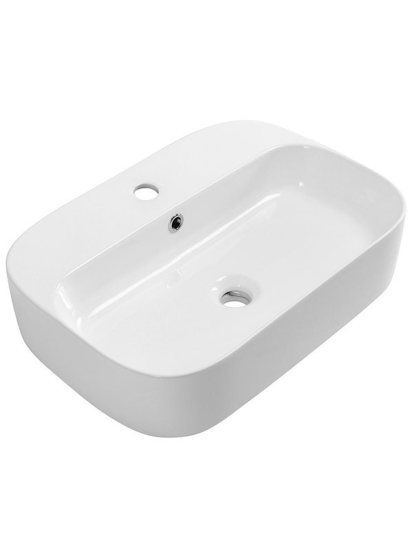 Накладная раковина Cezares CZR-6616 глянцевая белая, прямоугольная, фаянс, с 1 отверстием под смеситель