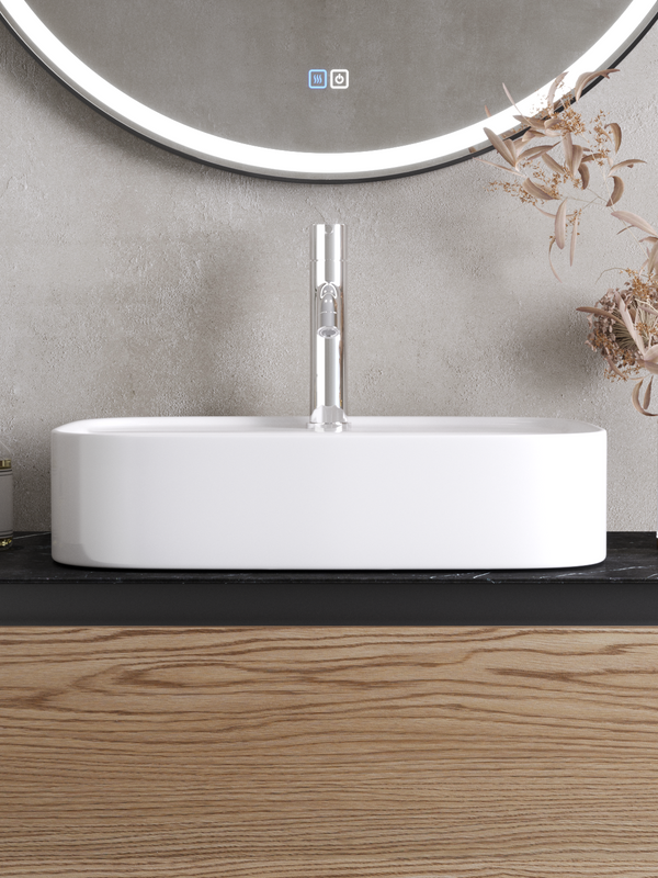 Накладная раковина Cezares CZR-6616 глянцевая белая, прямоугольная, фаянс, с 1 отверстием под смеситель