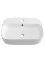 Накладная раковина Cezares CZR-6616 глянцевая белая, прямоугольная, фаянс, с 1 отверстием под смеситель