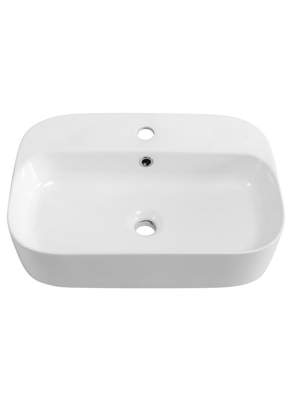 Накладная раковина Cezares CZR-6616 глянцевая белая, прямоугольная, фаянс, с 1 отверстием под смеситель