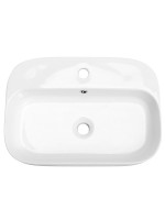 Накладная раковина Cezares CZR-6616 глянцевая белая, прямоугольная, фаянс, с 1 отверстием под смеситель