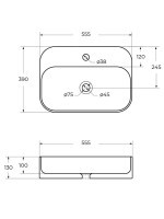 Накладная раковина Cezares CZR-6616 глянцевая белая, прямоугольная, фаянс, с 1 отверстием под смеситель