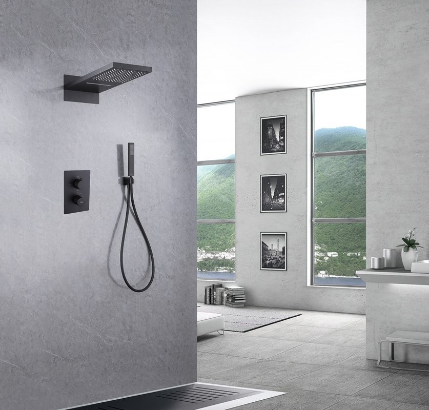 Душевой комплект Abber Weiss Insel AF8052B С ВНУТРЕННЕЙ ЧАСТЬЮ, матовый черный