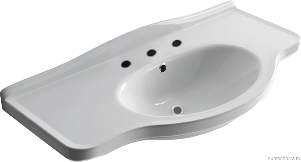 Раковина подвесная Galassia Ethos 8435 110 белая, прямоугольная, фаянс, со столешницей, с 3 отверстиями под смеситель