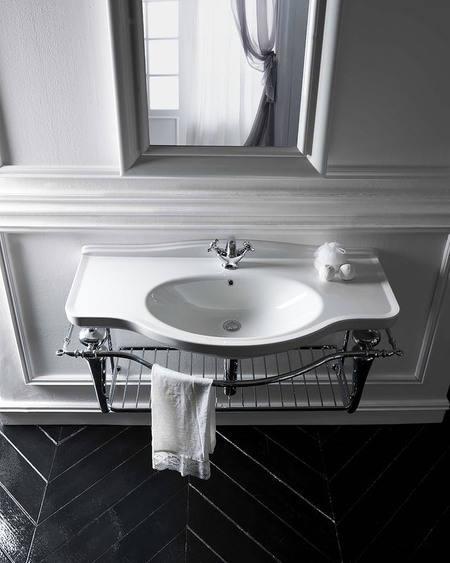 Раковина подвесная Galassia Ethos 8435 110 белая, прямоугольная, фаянс, со столешницей, с 3 отверстиями под смеситель