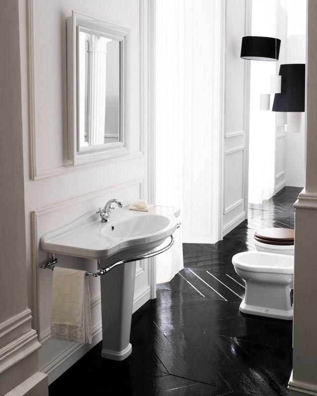 Раковина подвесная Galassia Ethos 8435 110 белая, прямоугольная, фаянс, со столешницей, с 3 отверстиями под смеситель