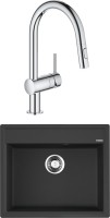 Комплект Мойка Omoikiri Daisen 60-BL черная + Смеситель Grohe Minta 32321002