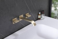 Смеситель для раковины Abber Wasserfall AF8612G С ВНУТРЕННЕЙ ЧАСТЬЮ, матовое золото