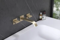 Смеситель для раковины Abber Wasserfall AF8612G С ВНУТРЕННЕЙ ЧАСТЬЮ, матовое золото