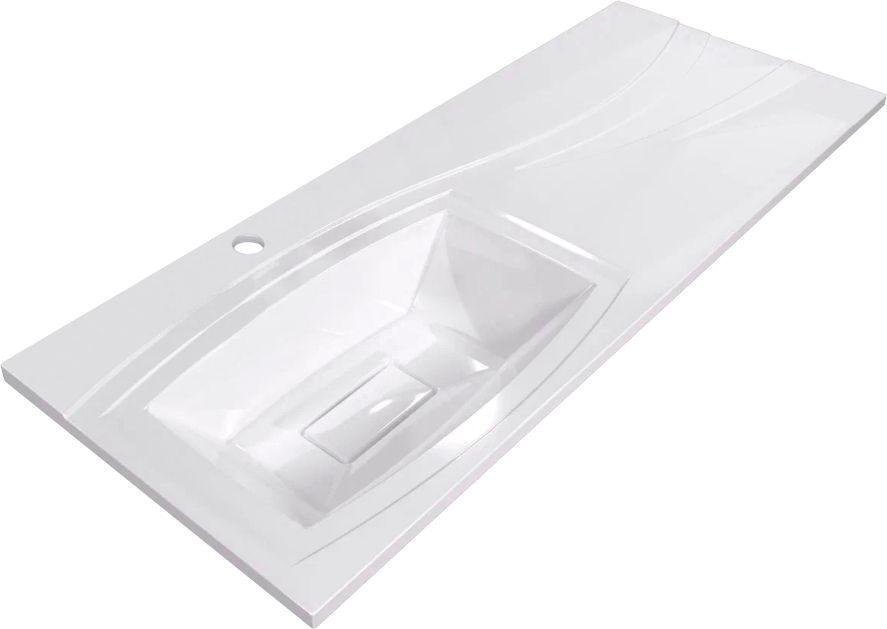 Раковина над стиральной машиной Altasan Tukana 121 L белая, прямоугольная, искусственный камень, со столешницей справа, с комплектом кронштейнов