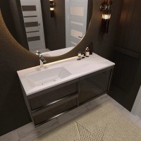 Раковина над стиральной машиной Altasan Tukana 121 L белая, прямоугольная, искусственный камень, со столешницей справа, с комплектом кронштейнов