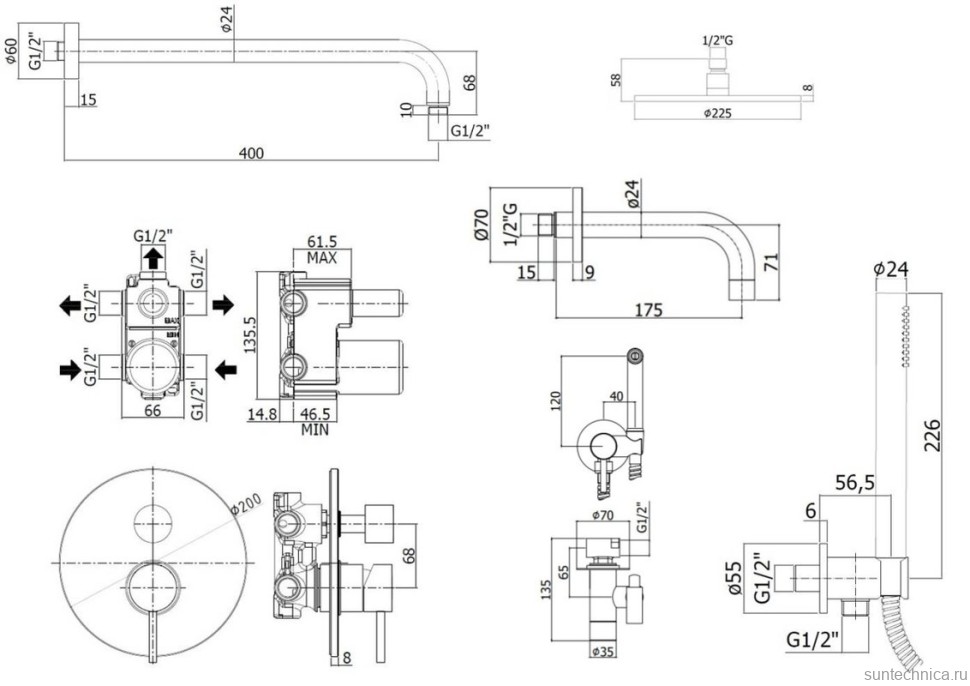 Комплект для ванной Paffoni Light KITZLIG019CR139 С ВНУТРЕННЕЙ ЧАСТЬЮ, хром