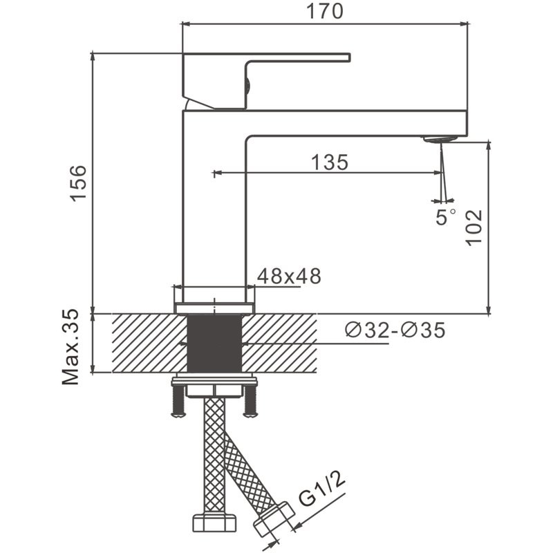 Смеситель для раковины BELZ B672 B10672-7 матовый черный