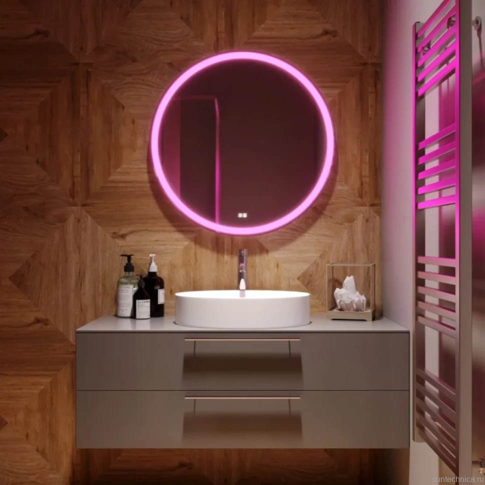 Зеркало круглое Mixline Перла Нео 77 с RGB подсветкой