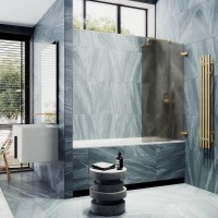 Шторка на ванну Maybahglass MGV-652-3 70 см, профиль золото, стекло бронза матовое