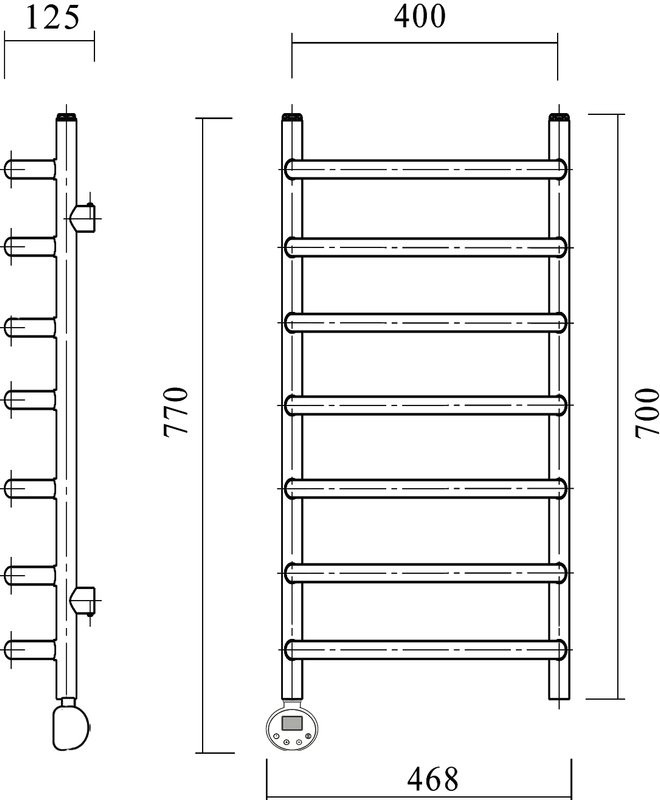 Полотенцесушитель электрический Domoterm Стефано П7 40x70, хром, L