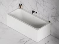 Ванна из искусственного камня Salini Orlanda Kit S-Stone 160x70 см, встраиваемая, матовая белая, на ножках, со сливом-переливом, с донным клапаном