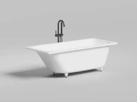 Ванна из искусственного камня Salini Orlanda Kit S-Stone 160x70 см, встраиваемая, матовая белая, на ножках, со сливом-переливом, с донным клапаном