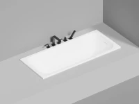 Ванна из искусственного камня Salini Orlanda Kit S-Stone 160x70 см, встраиваемая, матовая белая, на ножках, со сливом-переливом, с донным клапаном