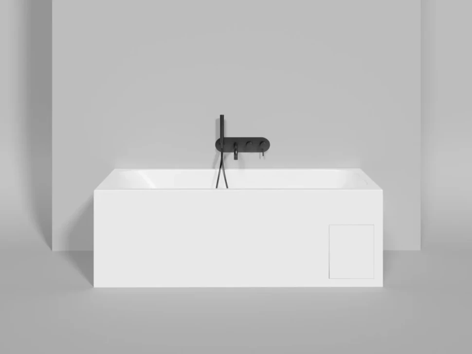Ванна из искусственного камня Salini Orlanda Kit S-Stone 160x70 см, встраиваемая, матовая белая, на ножках, со сливом-переливом, с донным клапаном