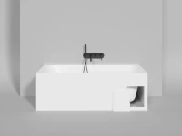 Ванна из искусственного камня Salini Orlanda Kit S-Stone 160x70 см, встраиваемая, матовая белая, на ножках, со сливом-переливом, с донным клапаном