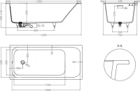 Ванна из искусственного камня Salini Orlanda Kit S-Stone 160x70 см, встраиваемая, матовая белая, на ножках, со сливом-переливом, с донным клапаном