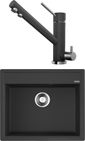 Комплект Мойка Omoikiri Daisen 60-BL черная + Смеситель Tonami BL черный