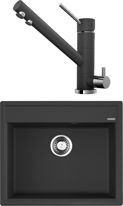 Комплект Мойка Omoikiri Daisen 60-BL черная + Смеситель Tonami BL черный