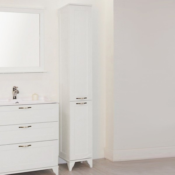 Шкаф пенал для ванной AQUATON Леон Н универсальный, дуб белый