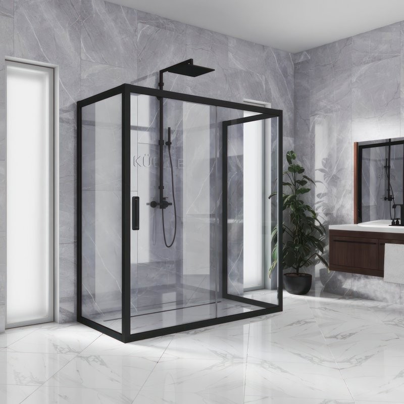 Душевой уголок Kubele DE019 R2U-CLN-BLMT 120х100 см, профиль матовый черный