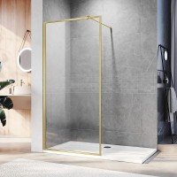 Душевая перегородка Veconi Korato KR81G-100-01-C8 100 см, профиль брашированное золото, стекло прозрачное