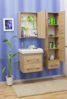 Тумба с раковиной Sanflor Ларго 2 60, подвесная, вяз швейцарский