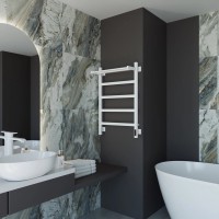 Полотенцесушитель электрический Grota Lore 530х800 RAL9016 EL 80x55 см, подключение справа, слева, скрытое подключение справа, матовый белый, лесенка, из стали, с полкой